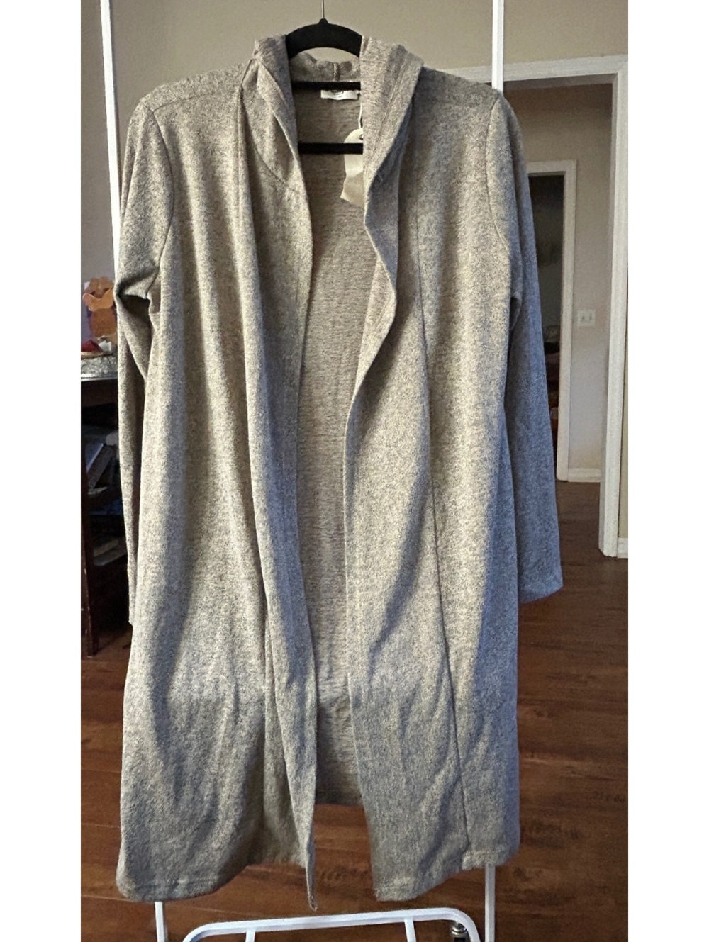 Trendy J's Farmers Market Gray Hooded Cardigan Sweater XL